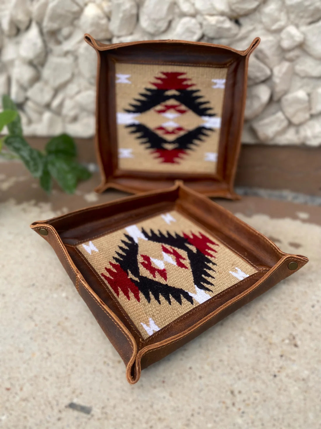 Saddle Blanket & Leather Decorative Trays