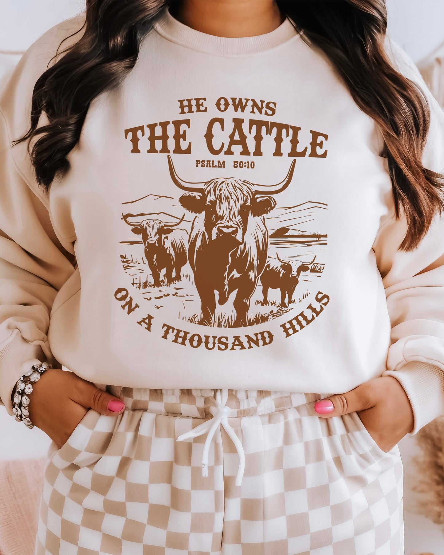 He Owns The Cattle Crewneck
