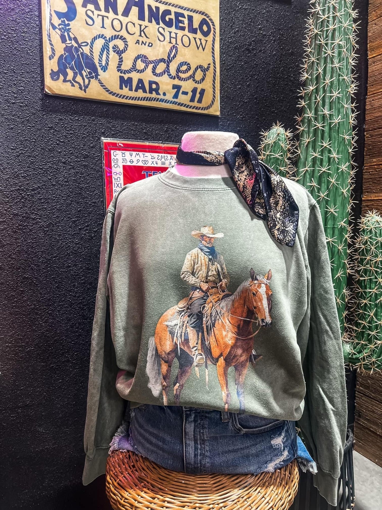 Cowboy Rides Away on Sweatshirt