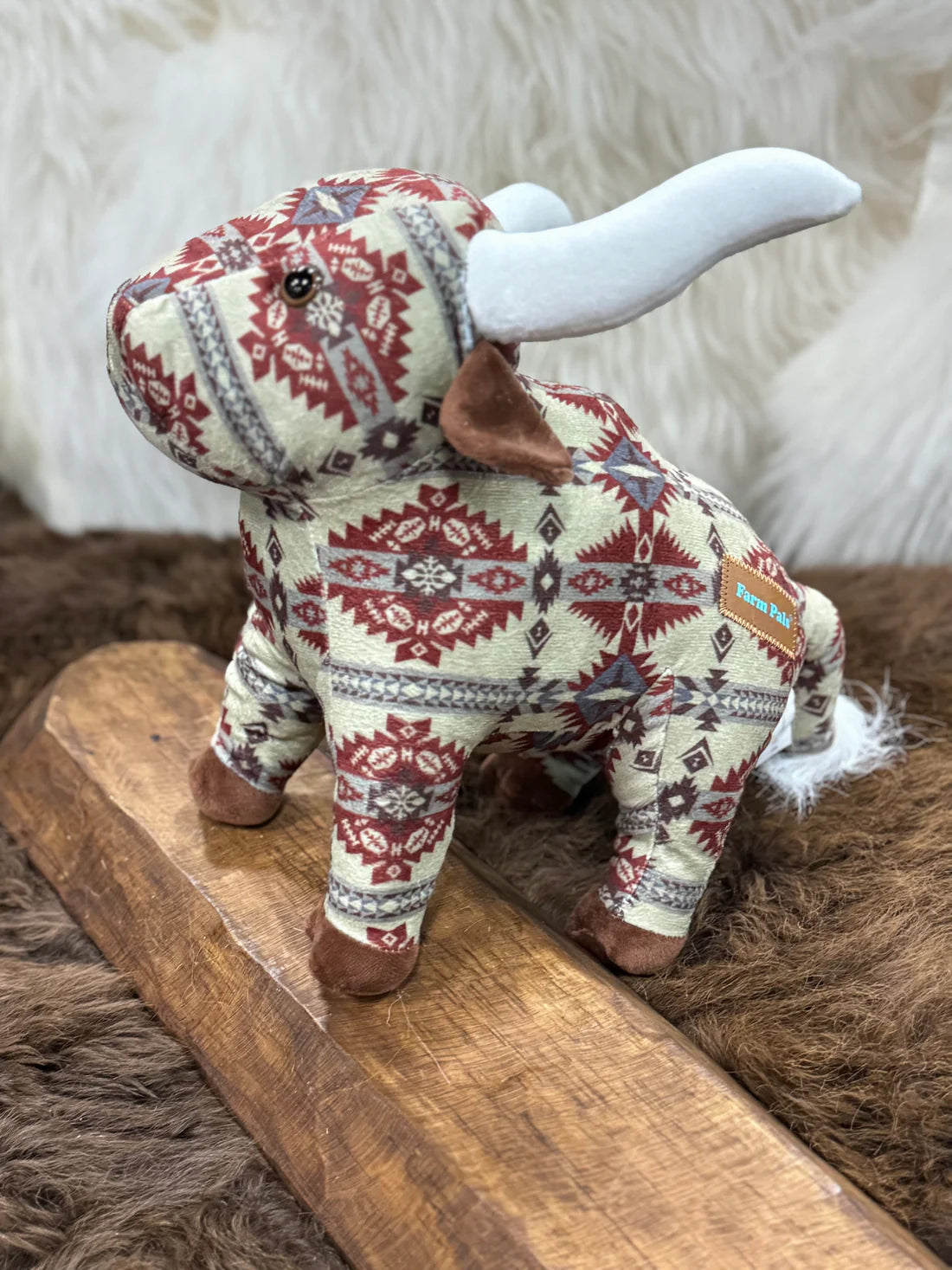 Red & Cream Aztec Longhorn Plush