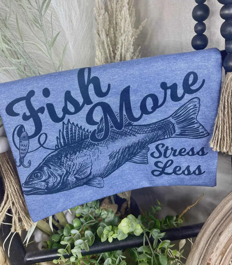 Fish More Stress Less (Gildan Softstyle Tee)